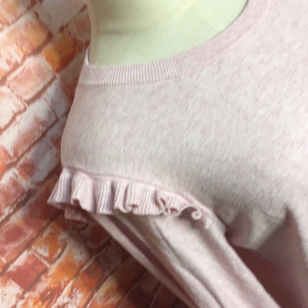 J Crew Light Pink Ruffled Long Sleeve Crewneck Sweater - Picture 7 of 9